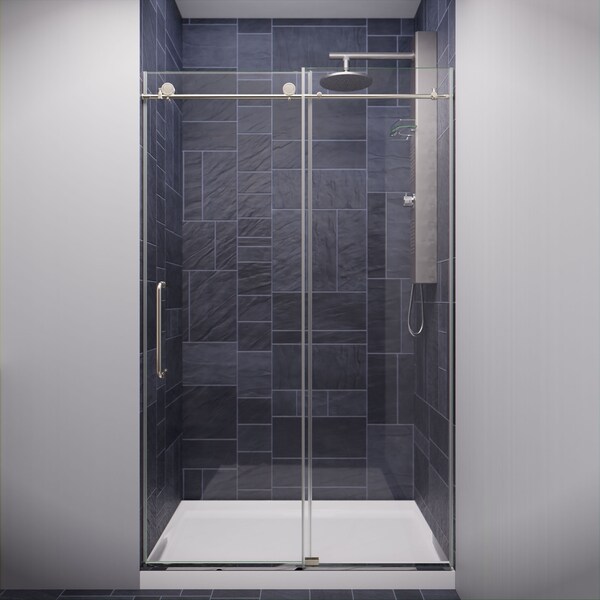 Anzzi Leon 48" by 76" Frameless Sliding Shower Door in Brushed Nickel SD-AZ8077-01BN - main